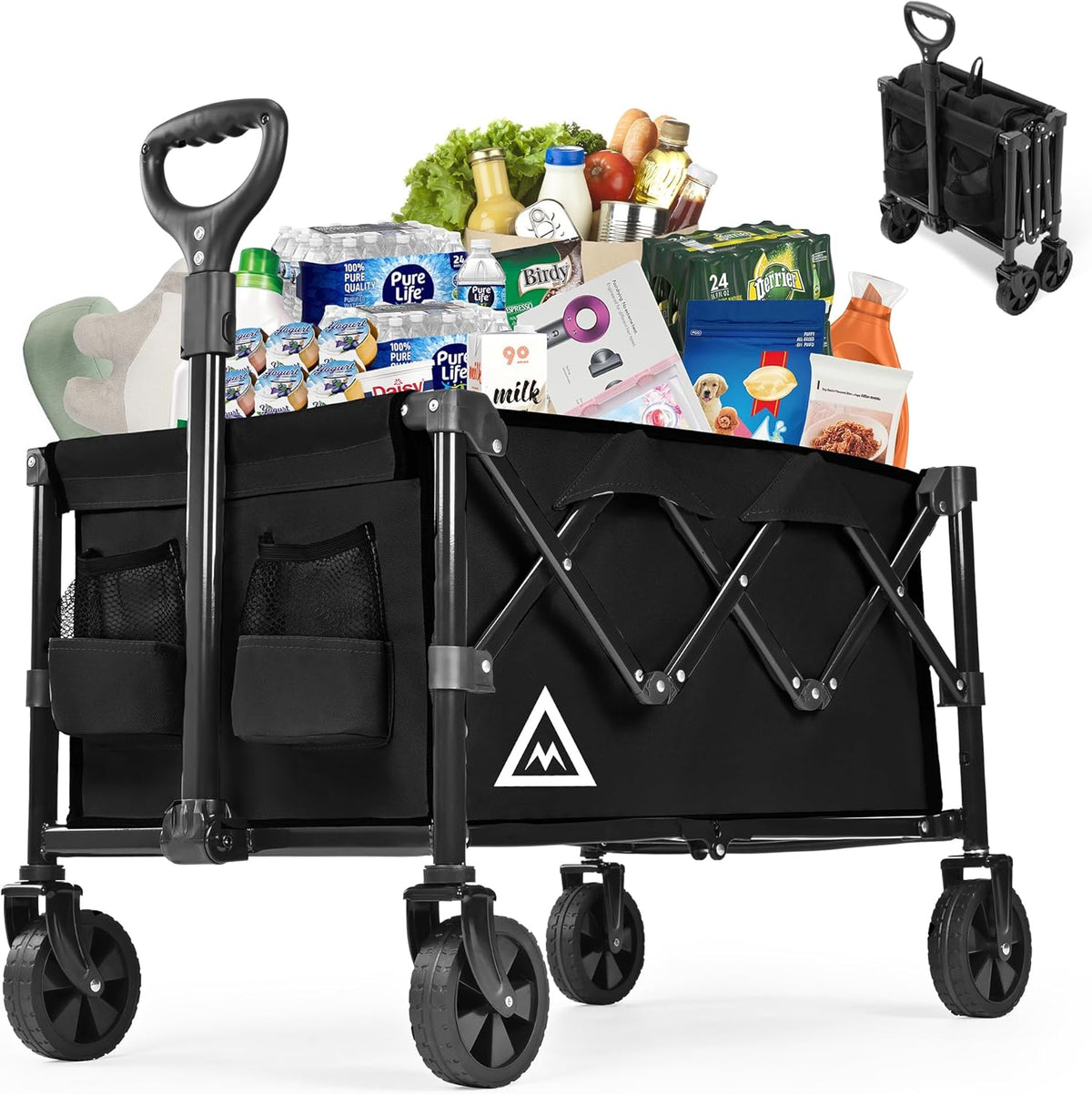 Wagon Cart Shopping Foldable Folding Collapsible with Wheels Big On Beach Garden Outdoor Grocery