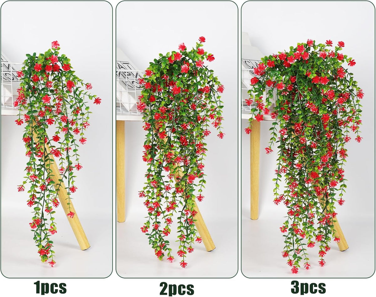 RECUTMS Artificial Hanging Plants Fake Hanging Vine Flowers Fake Plants Faux Hanging Plants Outdoor