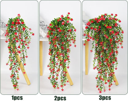 RECUTMS Artificial Hanging Plants Fake Hanging Vine Flowers Fake Plants Faux Hanging Plants Outdoor