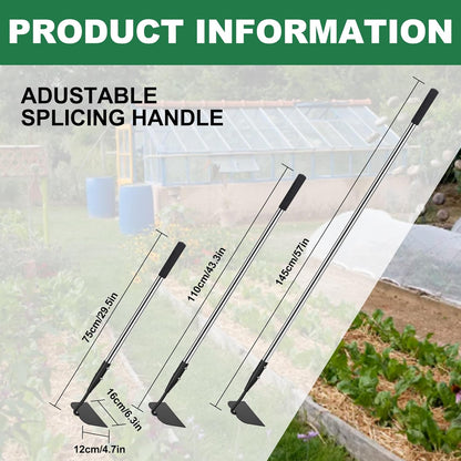 Garden Hoe, Long Handle Hoe Garden Tool with Non-Slip Silicone Cover, 56-Inch Stainless Steel