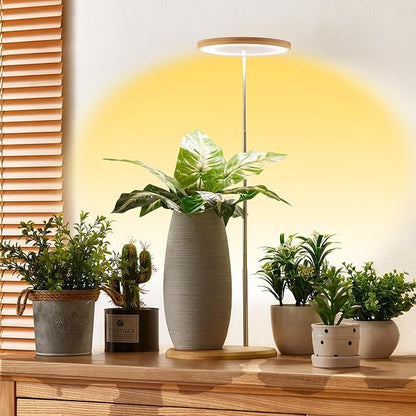 Plant Grow Light for Indoor Plant,Bamboo Mini LED Grow Light Garden,Height Adjustable,Automatic