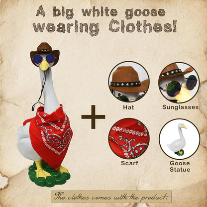 Porch Goose Statues with Outfits, 20 "Large Goose Porch Figurine Decor, Funny Porch Goose