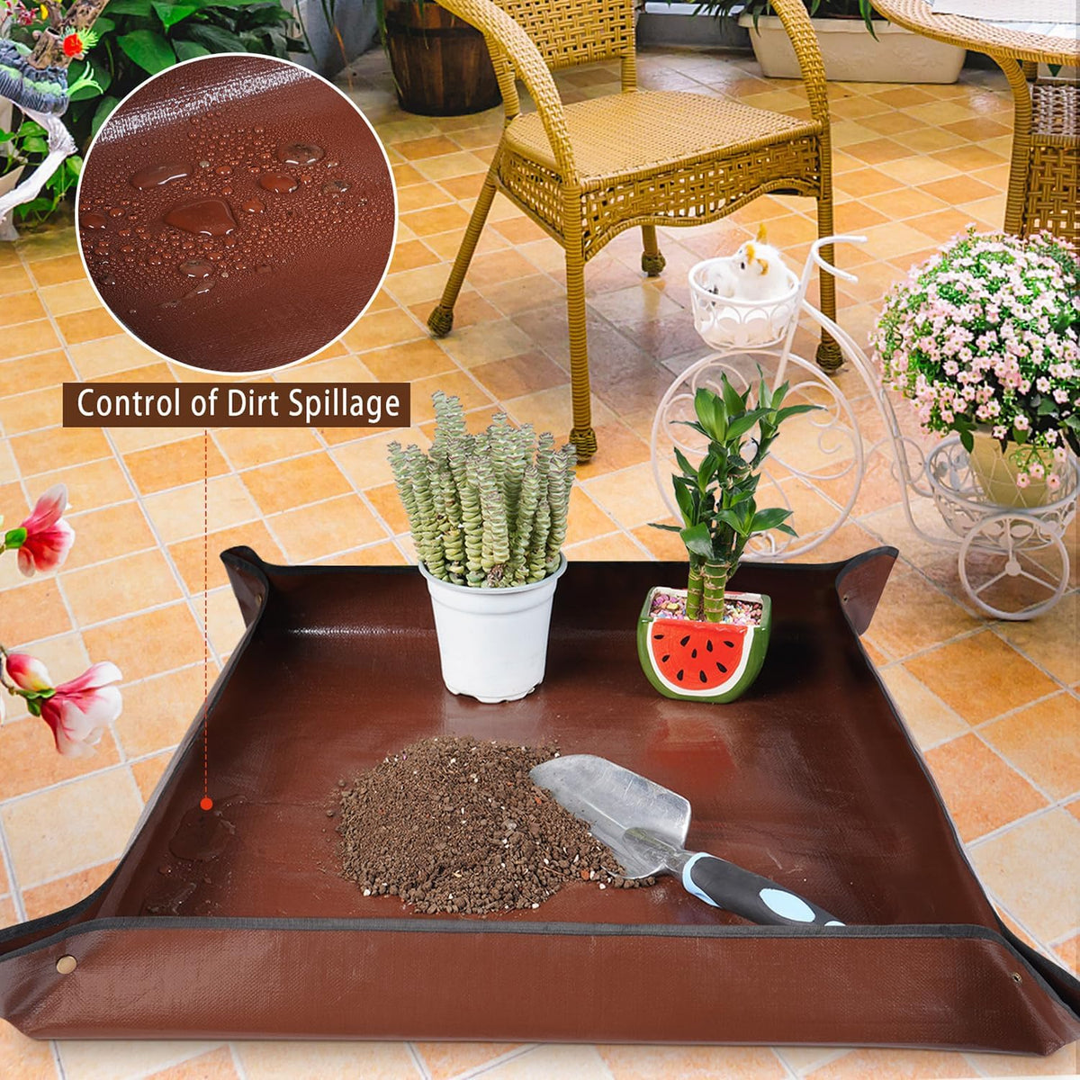 27"x 27" Repotting Mat for Indoor Plant Transplanting and Mess Control Foldable Waterproof Potting