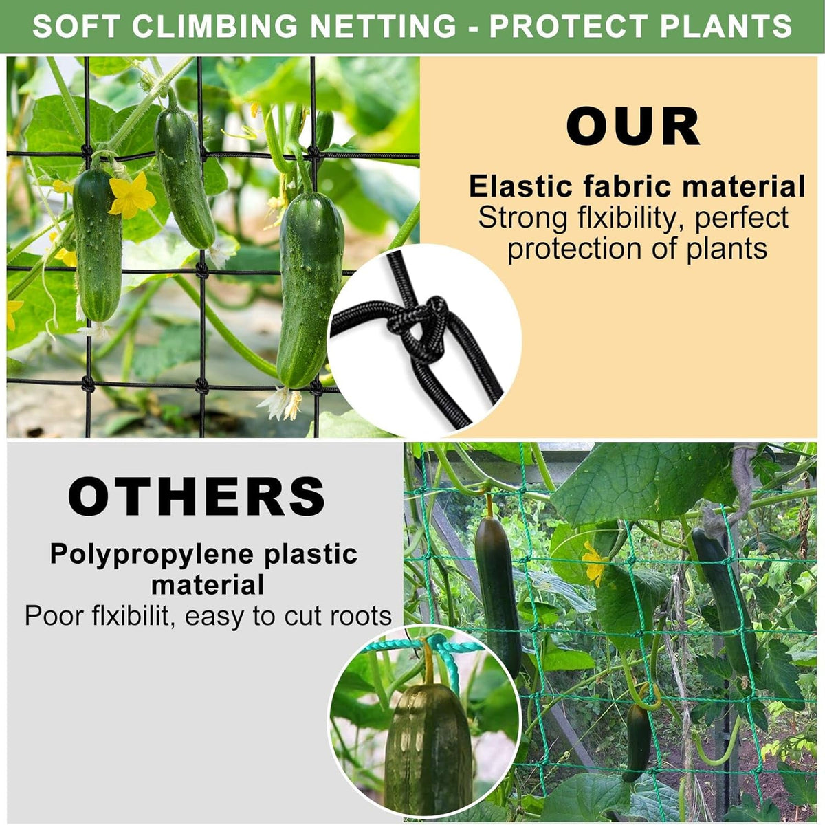 2x4 Trellis Net for Grow Tent, Stretchy Scrog Net Heavy Duty Trellis Netting with Hooks for