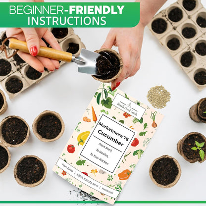Marketmore 76 Cucumber Seeds for Planting - Heirloom Cucumber Seed Pack - Non-GMO, Crisp Texture