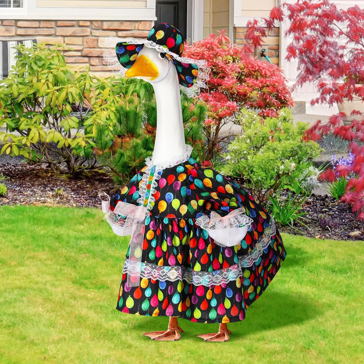 Suzile Happy Birthday Goose Outfit Dresses Clothes for 23" High Cement or Plastic Porch Goose