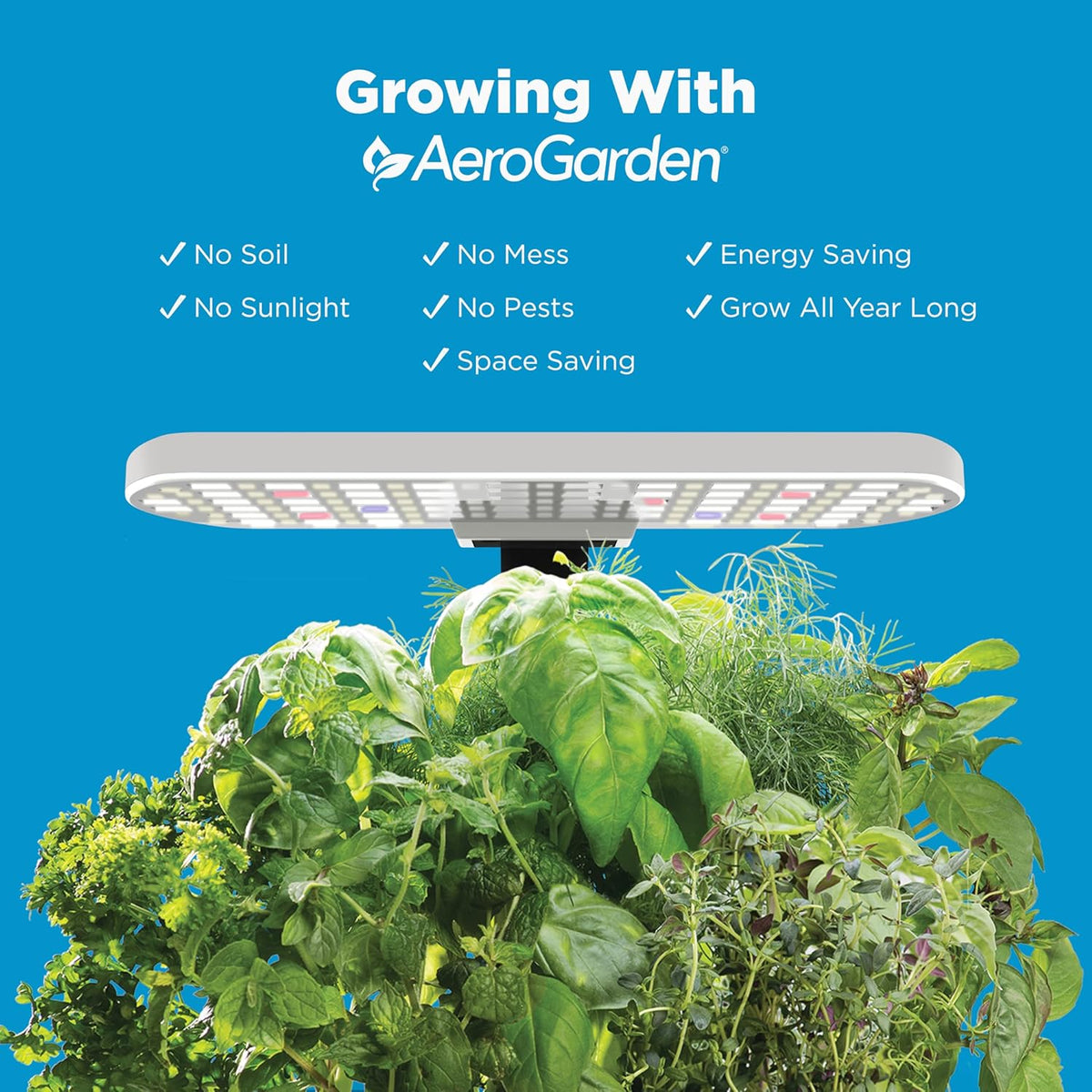 AeroGarden Harvest Lite, Indoor Garden Hydroponic System with LED Grow Light, Holds up to 6