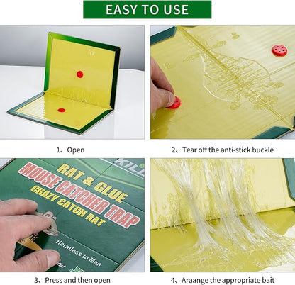 10-Pack Large Mouse Glue Traps with Enhanced Stickiness, Rat Snake Sticky Pad Board for House