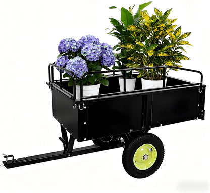 Utility Trailer, Steel ATV Trailer, Heavy Duty Lawn Mower Trailers, 750 Lbs 15 Cu.Ft. with
