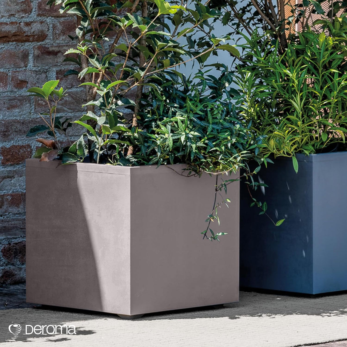 Deroma Millennium 10” Cube Planter | Light & Durable Plastic | Indoor or Outdoor Square Pot for