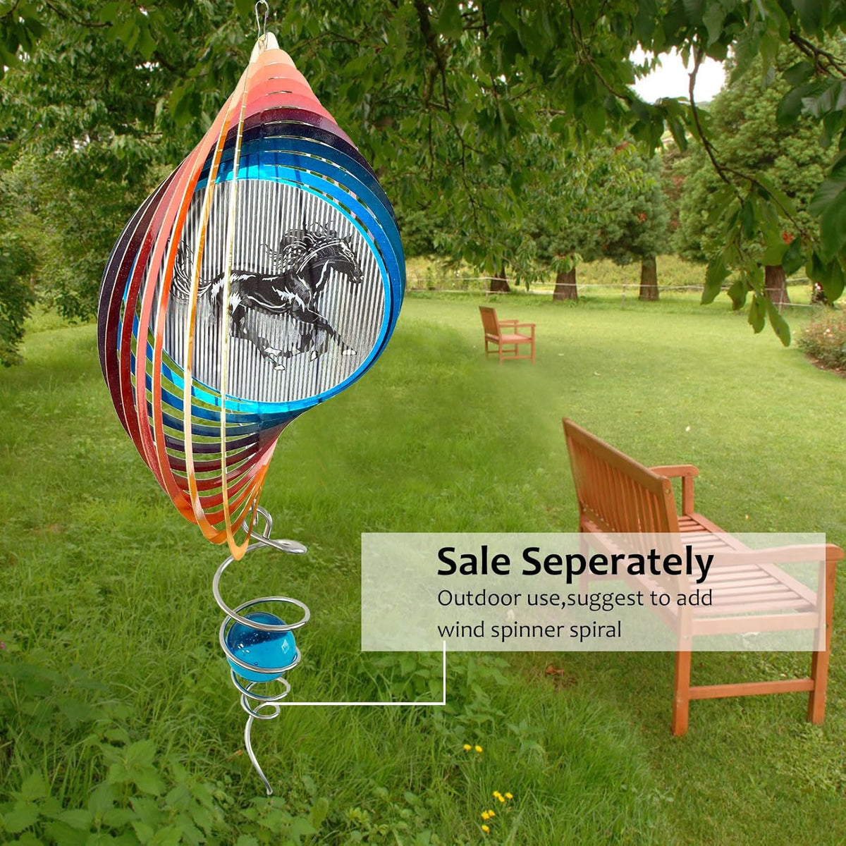 3D Animations Horse Wind Spinner for Yard and Garden,12Inch Wind Spinners Outdoor Horse Memorial