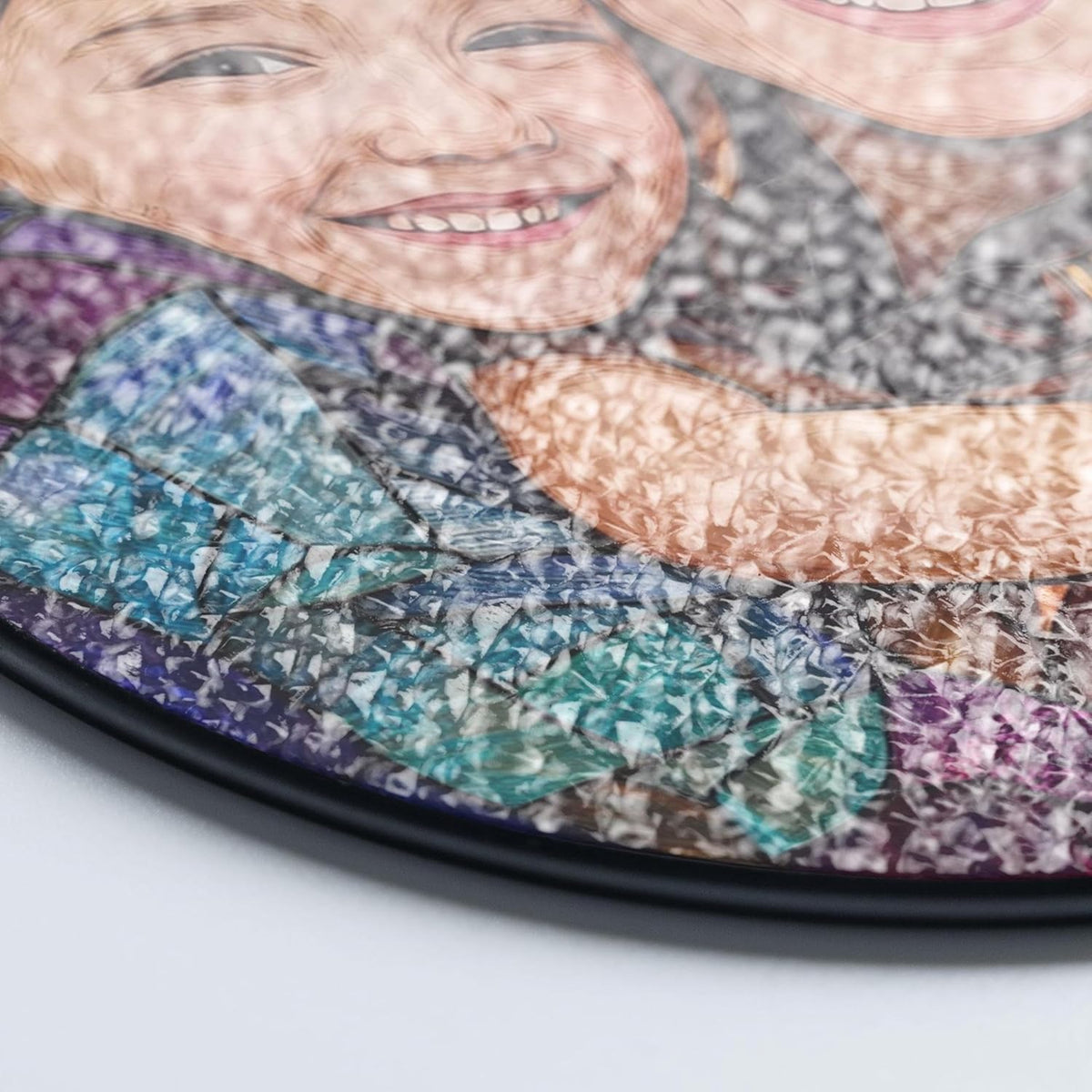 LOVELYPOD Personalized Grandma Stained Glass Sun Catcher, Photo Family Portrait Faux Window Hanging