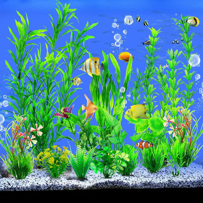 CousDUoBe 12pcs Fish Tank Accessories Aquarium Decorations Green Plants, Green Fish Tanks