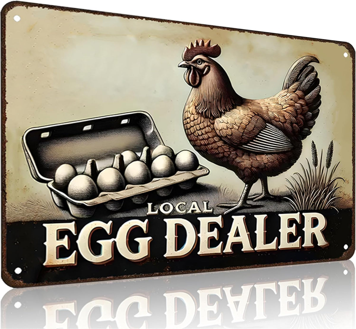 Funny Chicken Gifts Relax Local Egg Dealer Tin Sign for Home Farm Chicken Coop Farmhouse Kicthen
