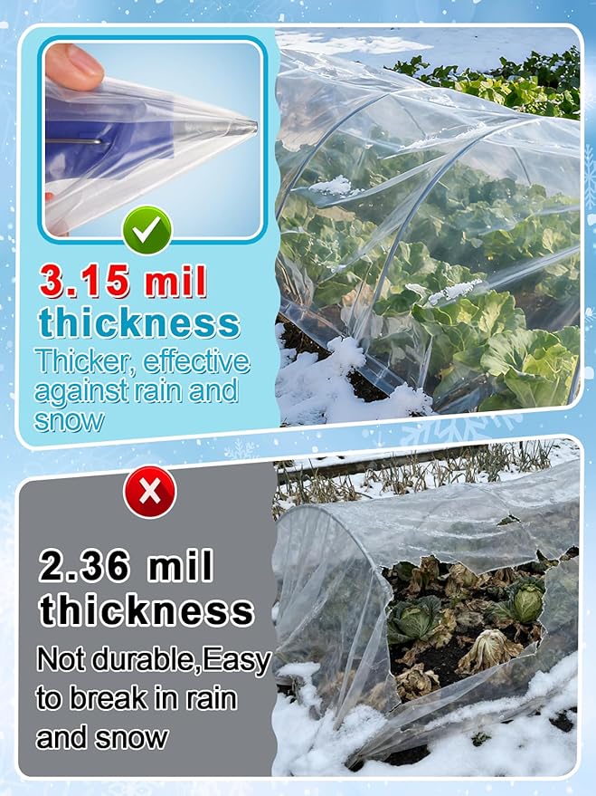 Alphatool Greenhouse Cover Plastic Sheeting - 10 x 20 ft Plant Covers Freeze Protection, Frost