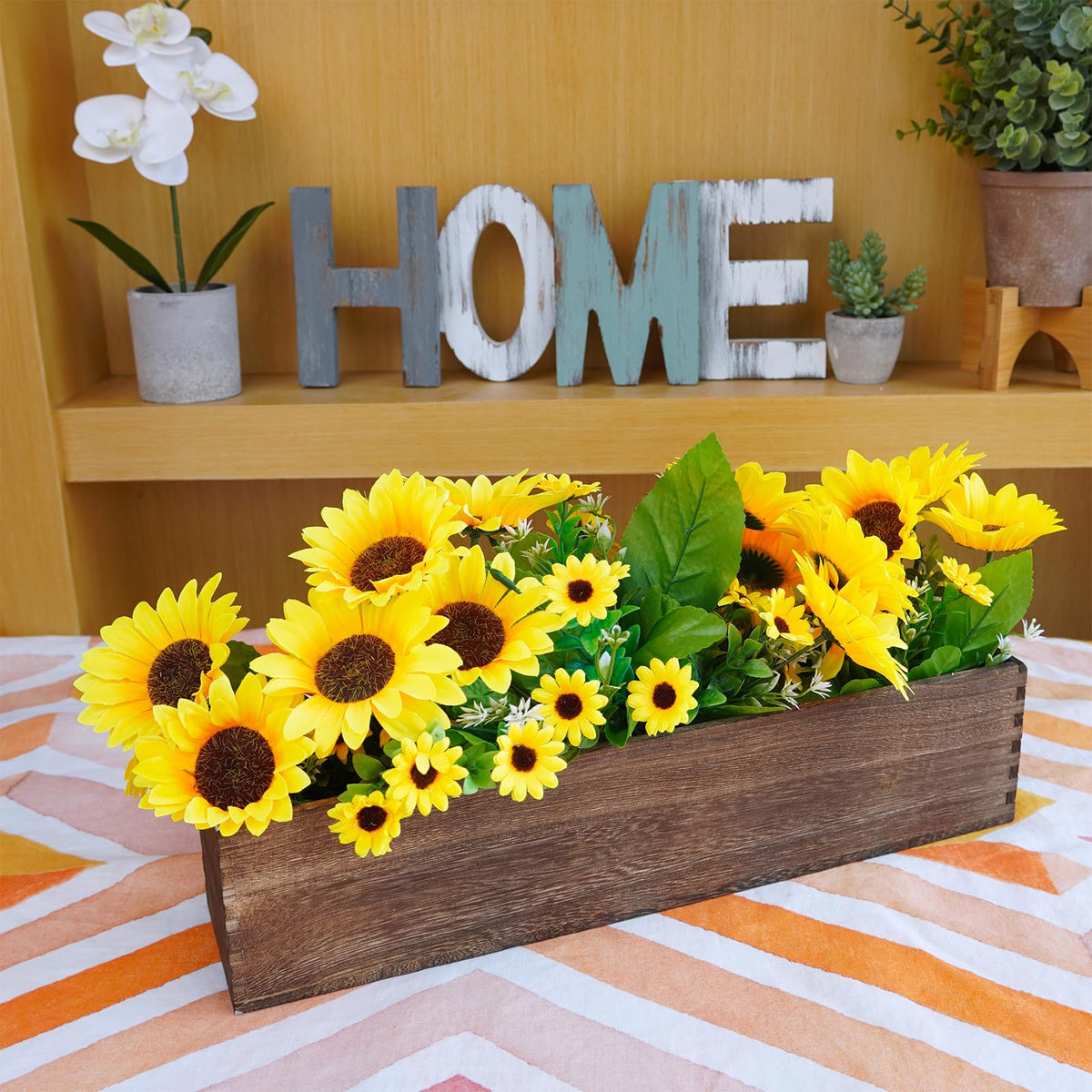 Winlyn Rustic Wooden Planter Box 17.3" L x 3.9" W x 3.9" H Brown Rectangular Planter Decorative