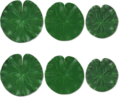6Pcs Fake Lily Pads, 3 Sizes Floating Artificial Lily Pads Decorations, Realistic Pond Plants Decor