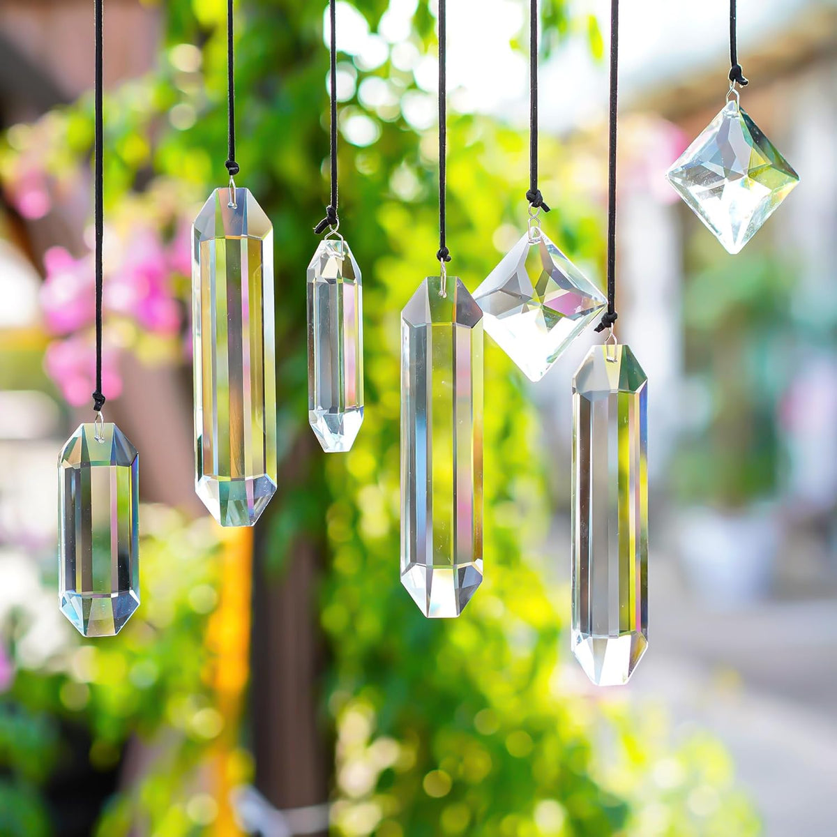 HDCRYSTALGIFTS Modern Grief Gift,Set 7 Clear Crystal Prisms Suncatchers Hanging Ornament,Rainbow