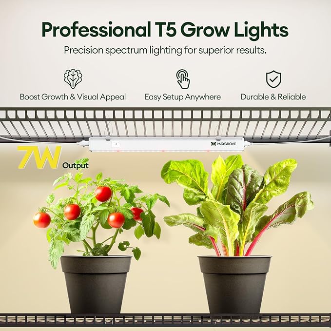 Plant Grow Lights 1FT, Red-Enhanced Full Spectrum 5000K, 28W(4 x 7W), T5 LED Grow Light Strips for