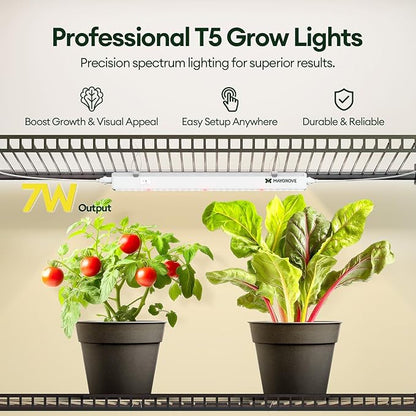 Plant Grow Lights 1FT, Red-Enhanced Full Spectrum 5000K, 28W(4 x 7W), T5 LED Grow Light Strips for