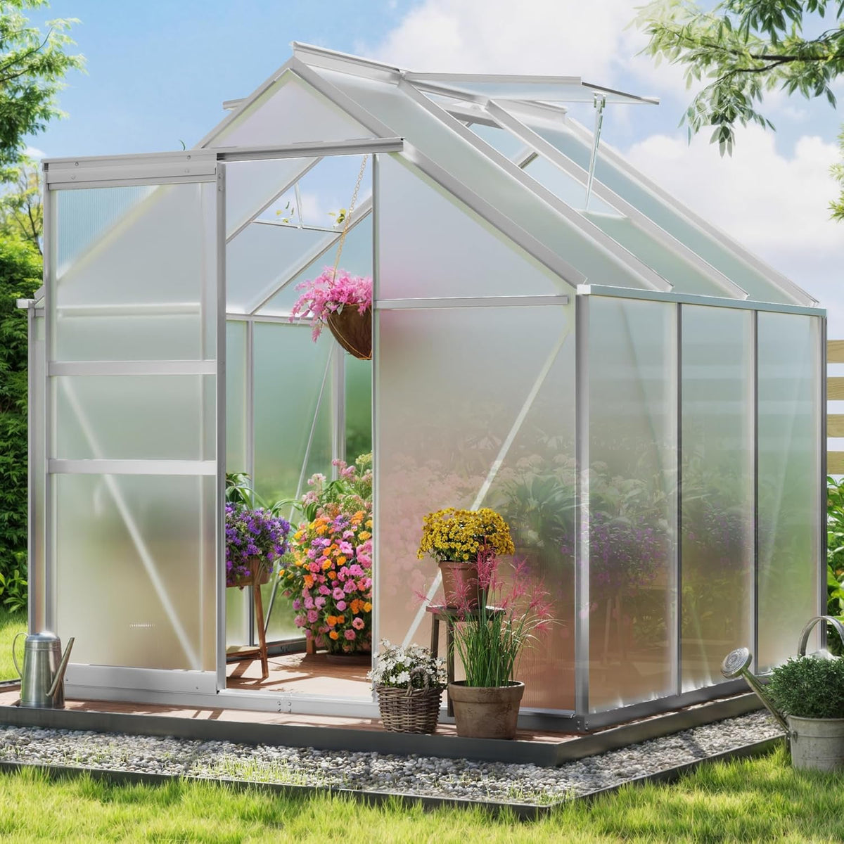 YITAHOME 6x6FT Polycarbonate Greenhouse Heavy Duty Green Houses Outdoor Greenhouses Aluminum