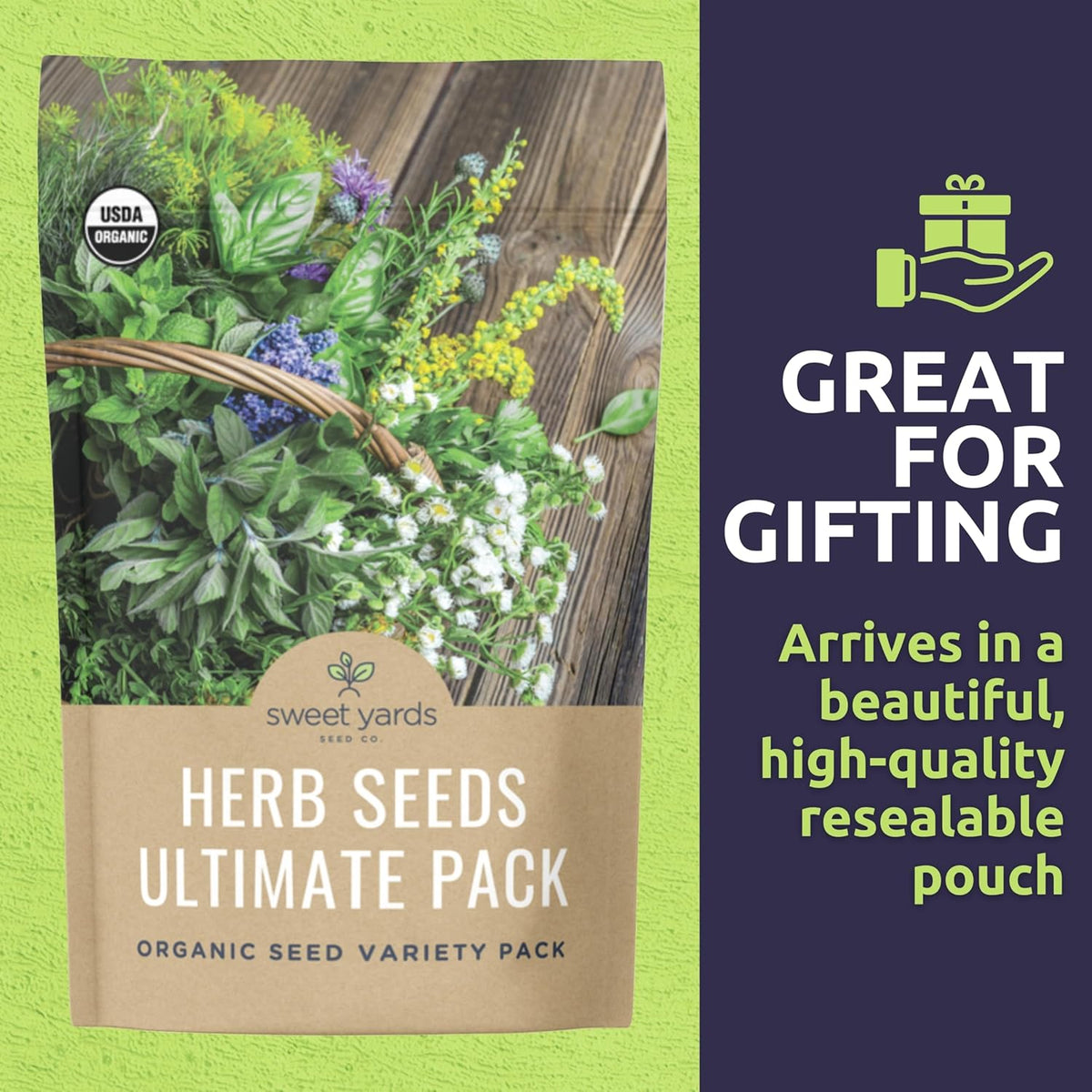 Organic Herb Seeds Variety Pack - 35 Individual Packs - 2025 Season - Basil, Cilantro, Dill, Thyme