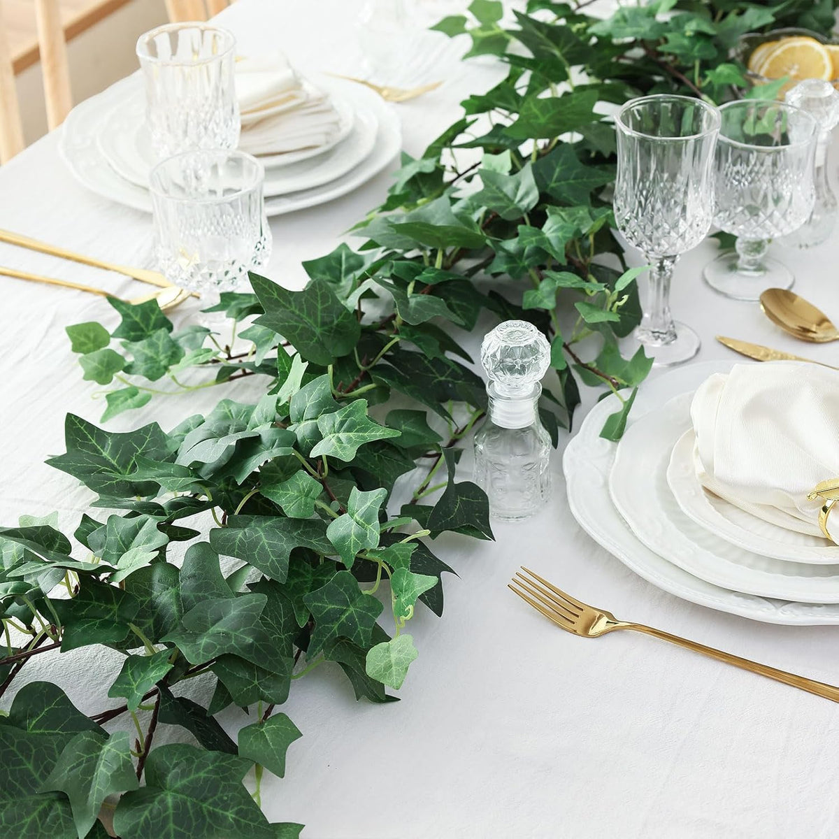 mizii 5 Pack 395" Artificial Vines Ivy Garland Fake Vine Realistic Silk Green Leaves Faux Hanging