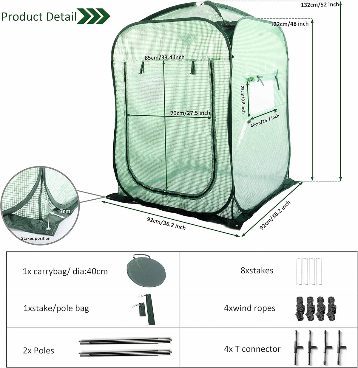 Porayhut Pop Up Greenhouse Tent,Portable X-Large Walk-in Flower House ,Indoor Outdoor Gardening