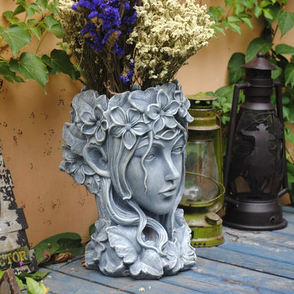 Sungmor Creative Goddess Head Planter Statue for Garden Ornaments | 9×9×14 Inch Premium Resin |