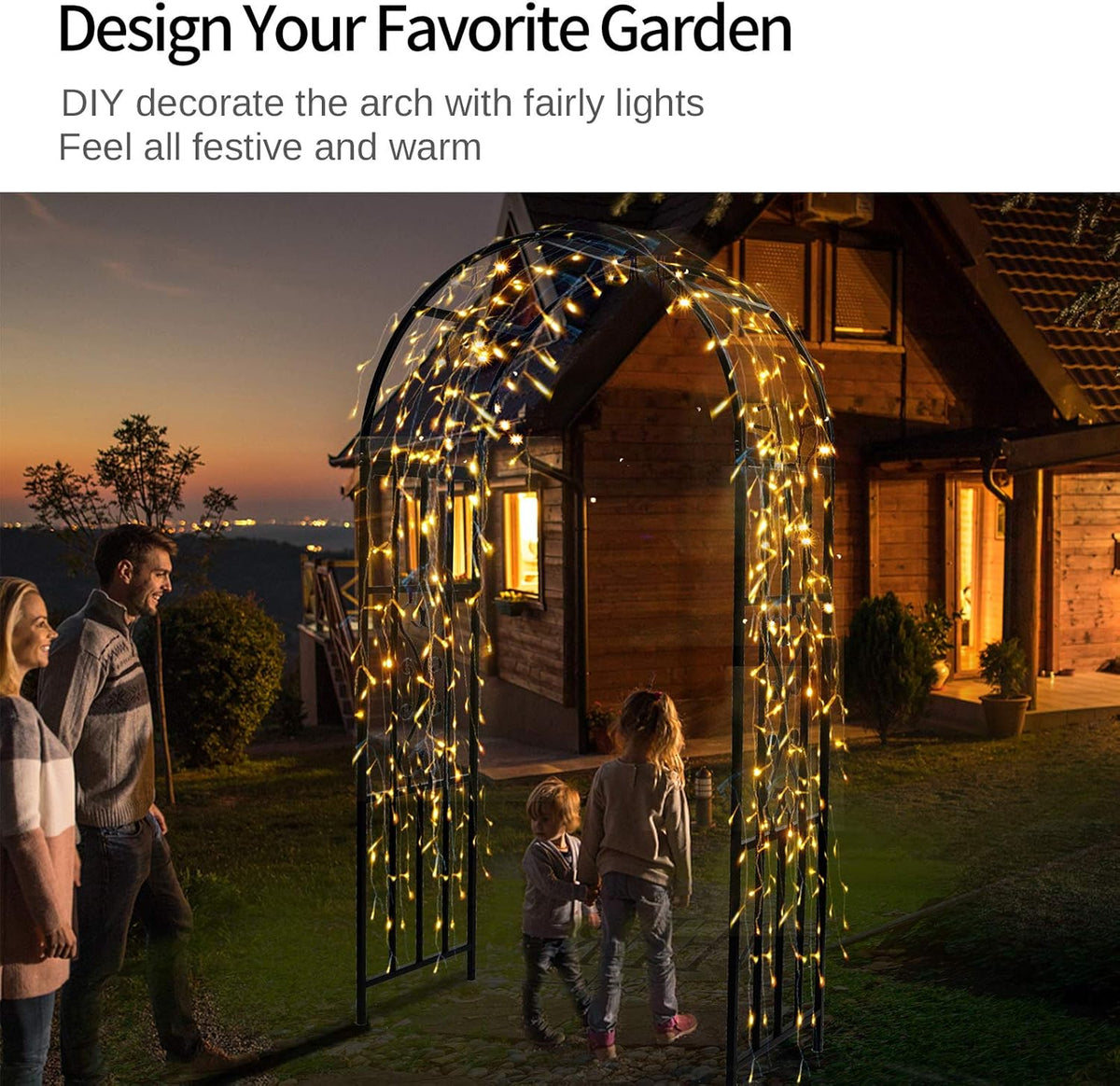 Arbors, Curved Metal Endurable Iron Trellis Plants Stand Use for Outdoor Garden Arbor Climbing