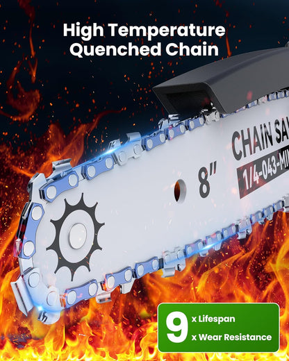 Mini Chainsaw Cordless, 8 inch & 6 inch Electric Chain Saw with 2 Pack Rechargeable Batteries