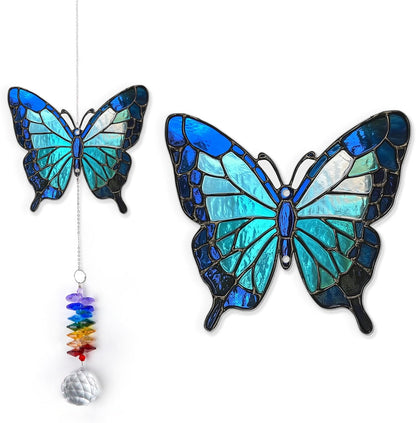 1 Layered Ornament Suncatcher - Blue Butterfly - Home Garden Decor Birthday Gift for Family, Women