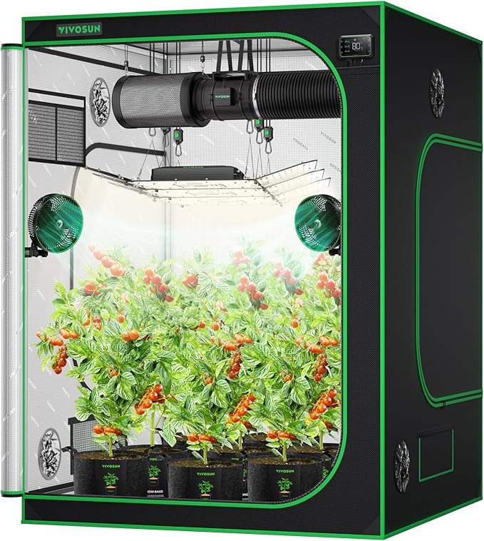 VIVOSUN S558 5x5 Grow Tent, 60"x60"x80" High Reflective Mylar with Observation Window and Floor