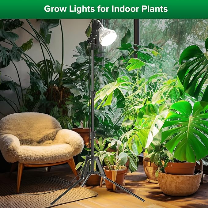 SANSI Grow Lights for Indoor Plants, 4 Dimmable Levels 30W Full Spectrum Plant Lights for Indoor