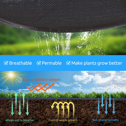 Sunocity 6ft x300ft Black Weed Barrier 3.5oz Landscape Premium Fabric-Heavy Duty Woven Ground Cloth