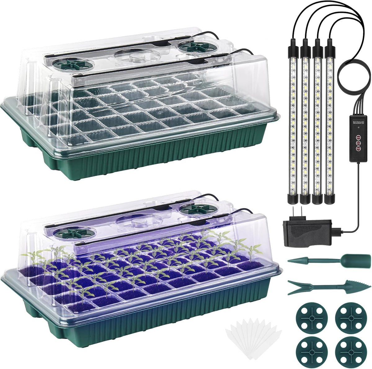 Sondiko Seed Starter Tray with Grow Light, 80 Cells Seed Starter Kit with Humidity Dome, Adjustable