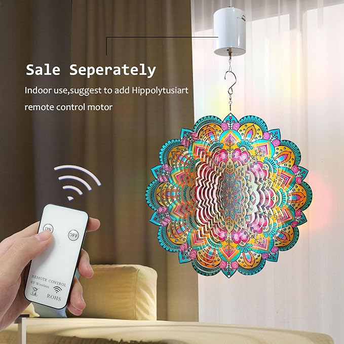 Wind Spinners Outdoor Mandala Lucky Star,Laser Cut Metal Kinetic Art Wind Spinner Gift for