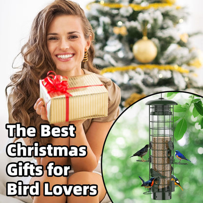 Squirrel Proof Bird Feeder,Metal Mesh Bird Feeders for Outdoors Hanging,Gravity Protection Squirrel
