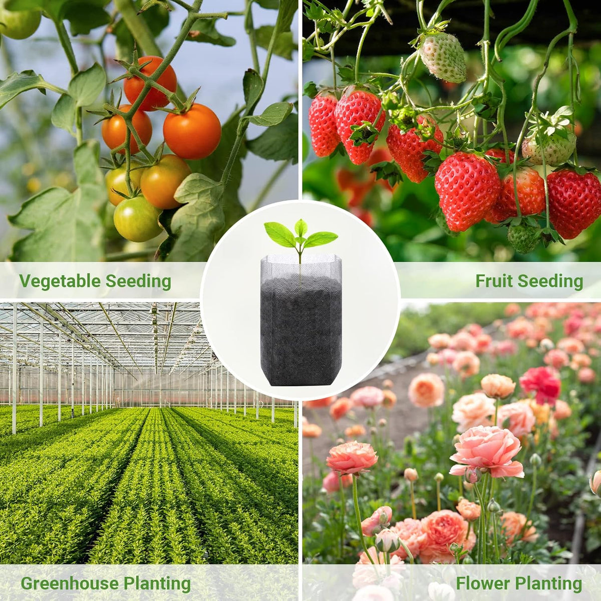 GREANER 400 PCS Nursery Bags - 5.5"x6.3", Biodegradable Plant Starter Bags, Thickened Non-Woven