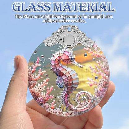 Seahorse Stained Glass Ornament - Christmas Tree Decor