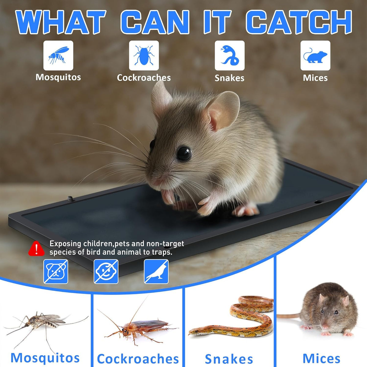 Landisun Mouse Rat Glue Traps Indoor for Home Snake Mices Spider Pest Control