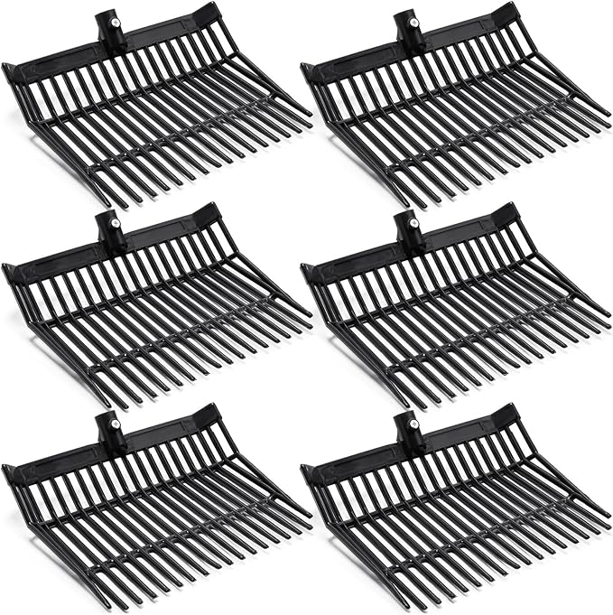 Lasnten 6 Pcs Manure Fork Replacement Head, 18 Tines Pitchfork Head with Screws and Nuts, Horse