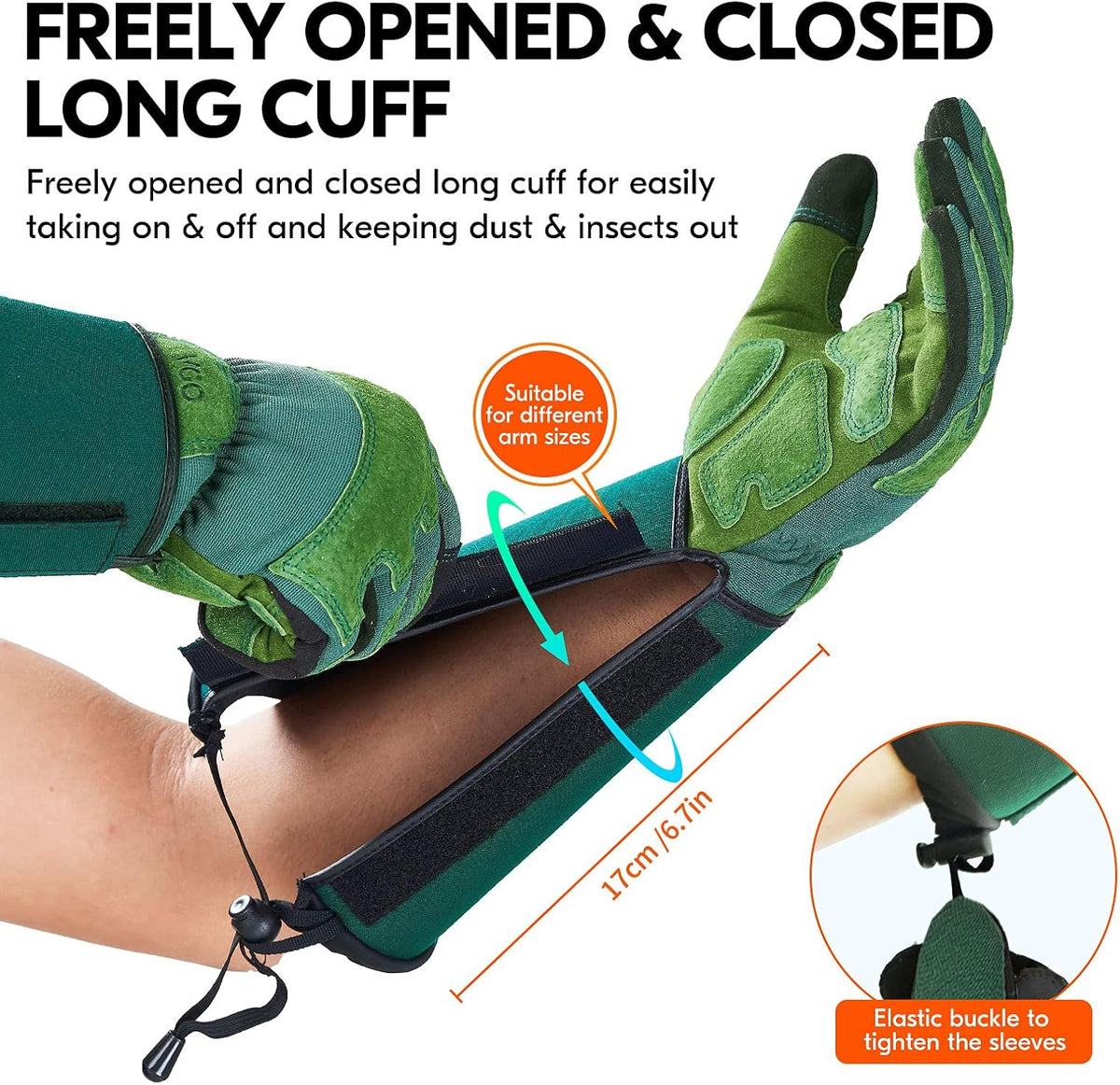 Vgo... 1 Pair Gardening Gloves Unses,Safety Work Gloves,Long Sleeves Gauntlet,Puncture-proof,Thorn