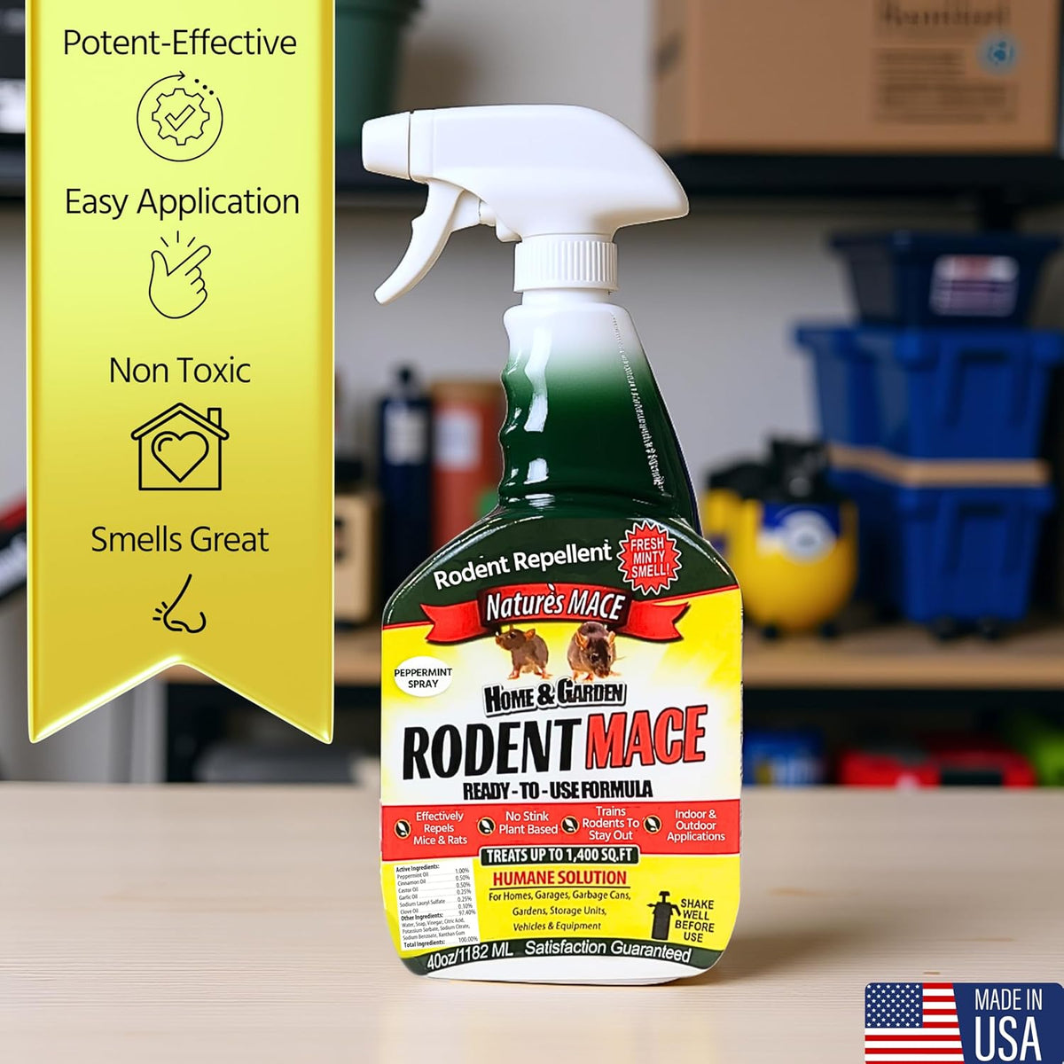 Nature's MACE 1 Gal Rodent Repellent Spray, Mouse & Rat Control for Car Engines, Repel Mice, Indoor