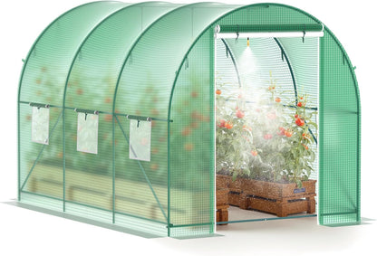 Greenhouse, 10’x7’x7’ Upgraded Walk-in Greenhouse with Spraying System, Heavy Duty Tunnel Green
