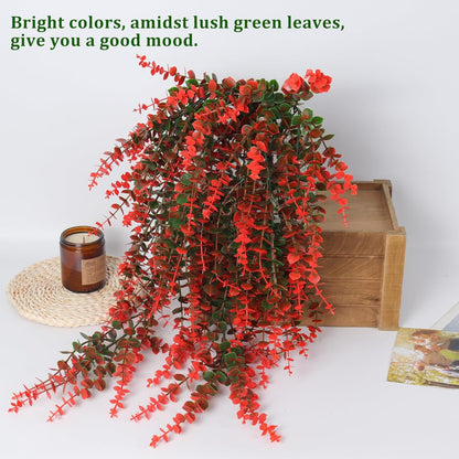 RECUTMS Artificial Monkey Hanging Plant Fake Artificial Eucalyptus Leaf Plants Faux UV Resistant