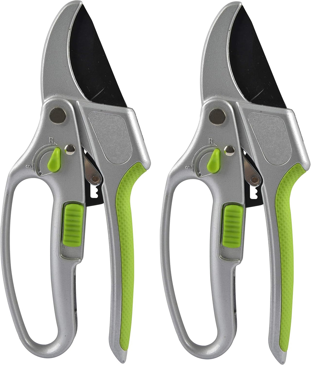 Garden Guru 2 in 1 Ratchet Pruning Shears Clippers – 4X Cutting Power – Ratcheting Garden Anvil