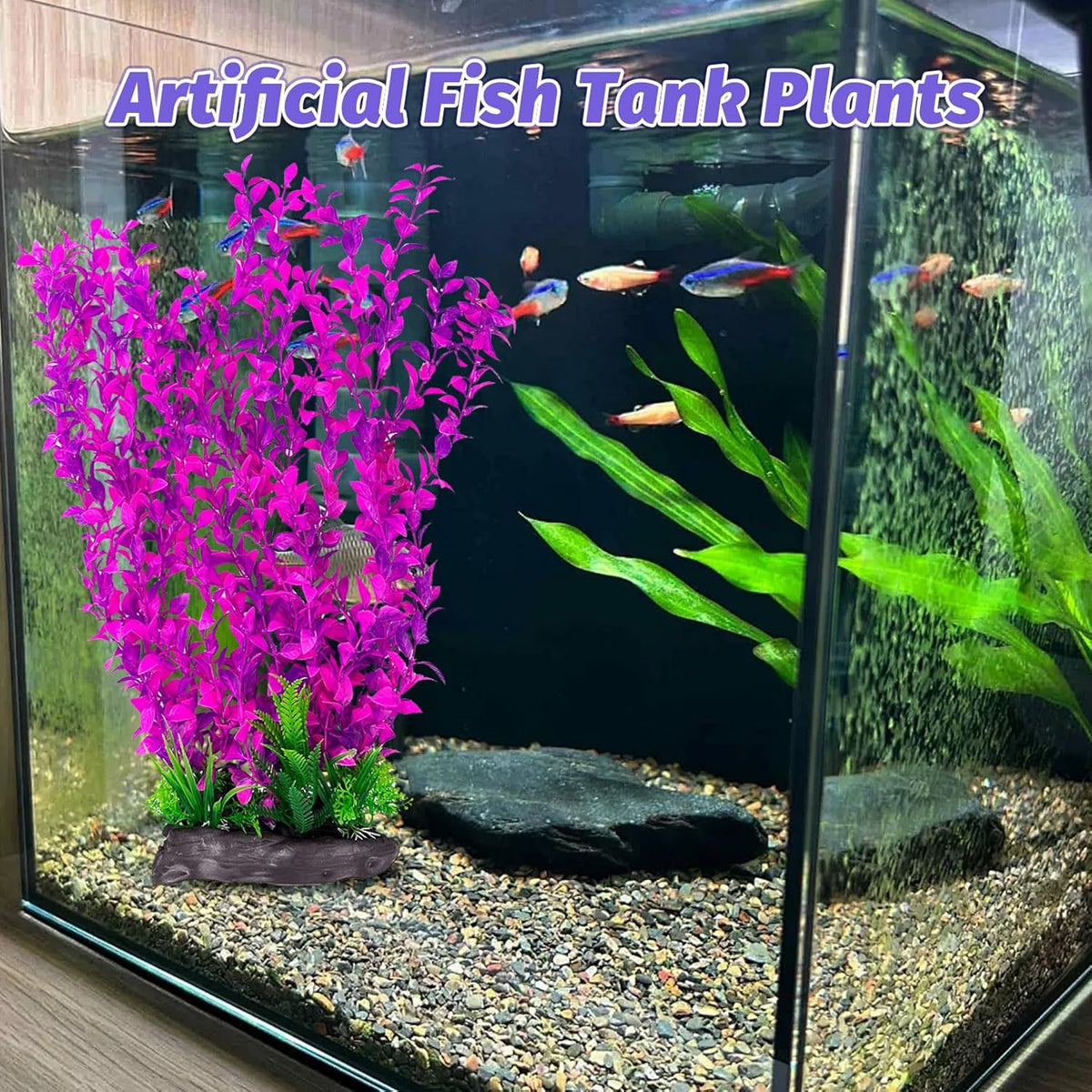 Hamiledyi Aquarium Plastic Plants Aquarium Decor Artificial Fish Tank Plants,Tall Fish Tank