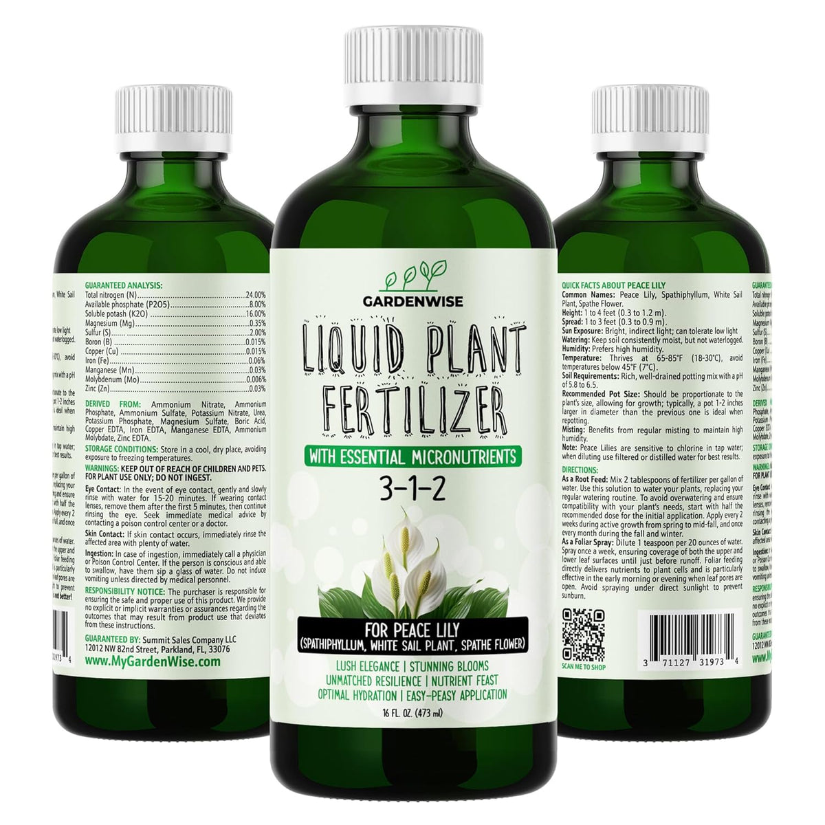 Peace Lily Fertilizer: 3-1-2 Liquid Fertilizer with Essential Micronutrients - The Ultimate Food