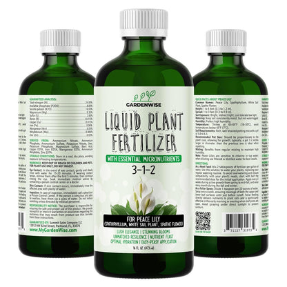 Peace Lily Fertilizer: 3-1-2 Liquid Fertilizer with Essential Micronutrients - The Ultimate Food